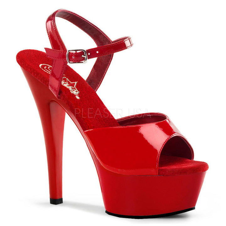 Sexy 6 inch stiletto heel red pole dancing shoes with 1.8" platform.