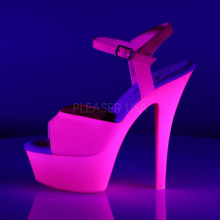 Pleaser Shoes - Women's sexy Hot pink 6 inch heel stripper pumps with ankle strap 1.8" platform.