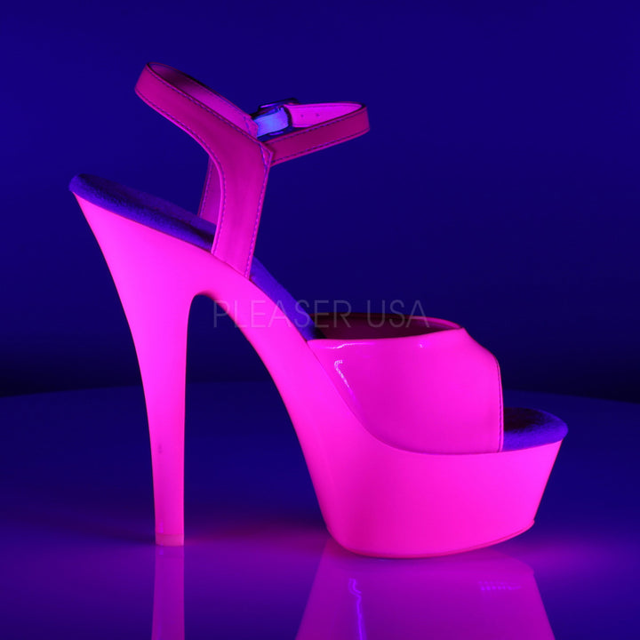 Women's fun &amp; flirtatious hot pink stripper pumps with ankle strap, 6 inch high heel, and 1.8" tall platform - Pleaser Shoes