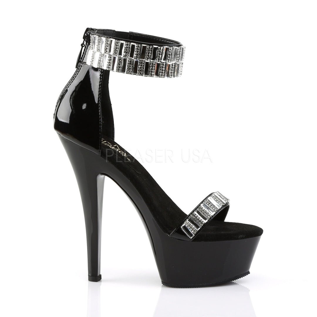 Women's 6" heel black sandal shoes | pleaser shoes | sku: kiss269rs/b/m