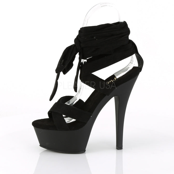 Pleaser Shoes - 6 inch high heel women's sexy black faux suede lace-up sandal shoes with a 1.8" platform.