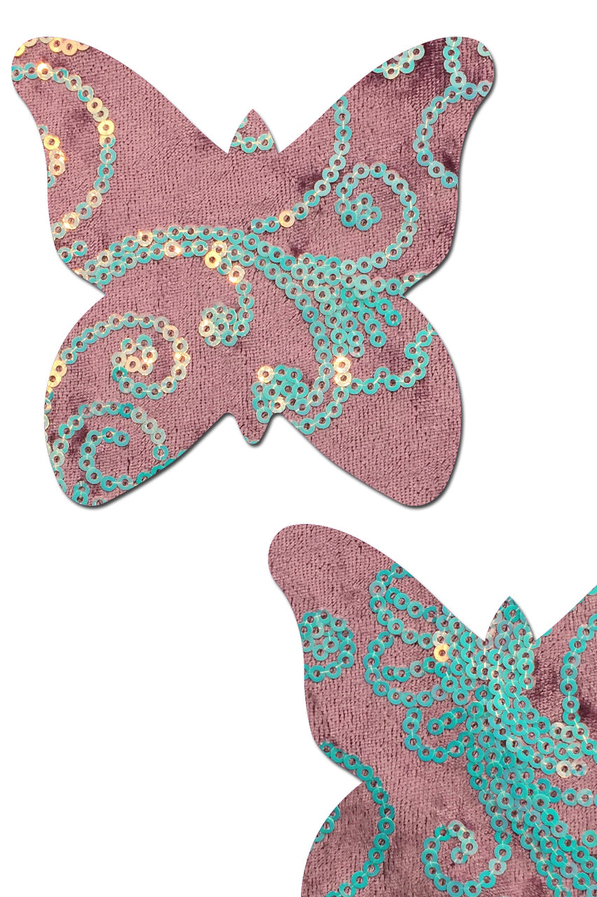 Women's pink velvet butterfly boob stickers