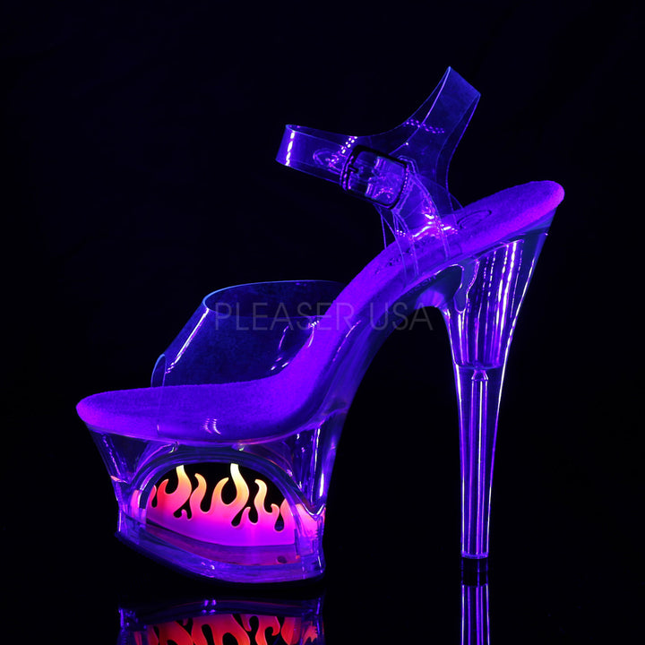 Pleaser Shoes -Sexy clear 7 inch stiletto exotic dancer high heels with ankle strap 2.8" platform.