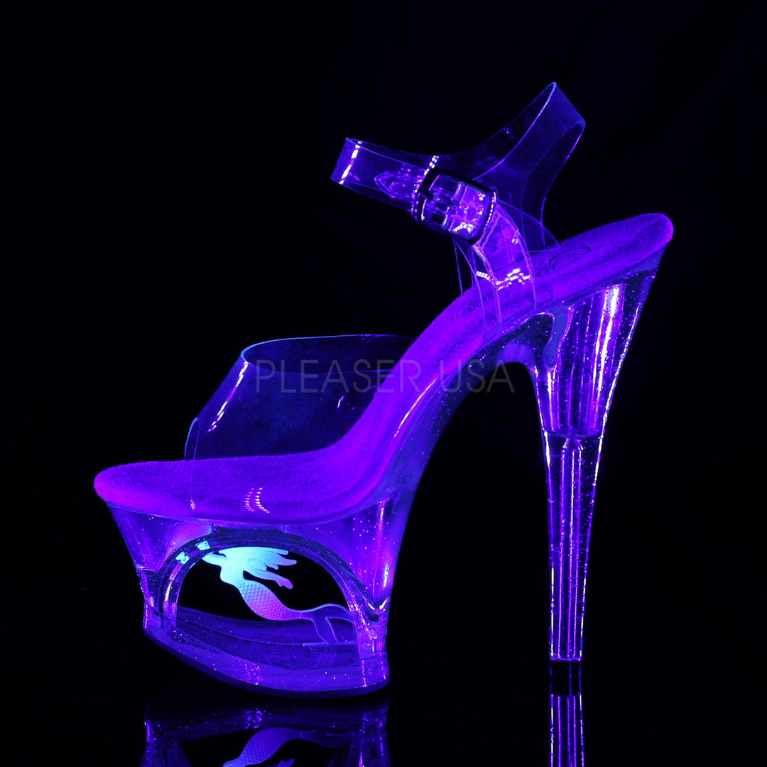 Pleaser Shoes - Women's sexy clear 7 inch stiletto exotic dancer high heels with ankle strap 2.8" platform.