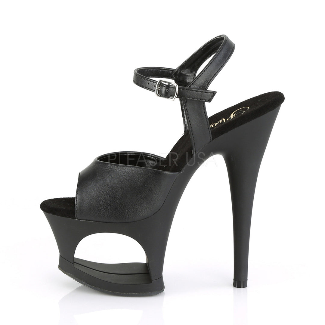 Pleaser Shoes - Women's black 7 inch heel stripper heels featuring ankle strap 2.8" platform.