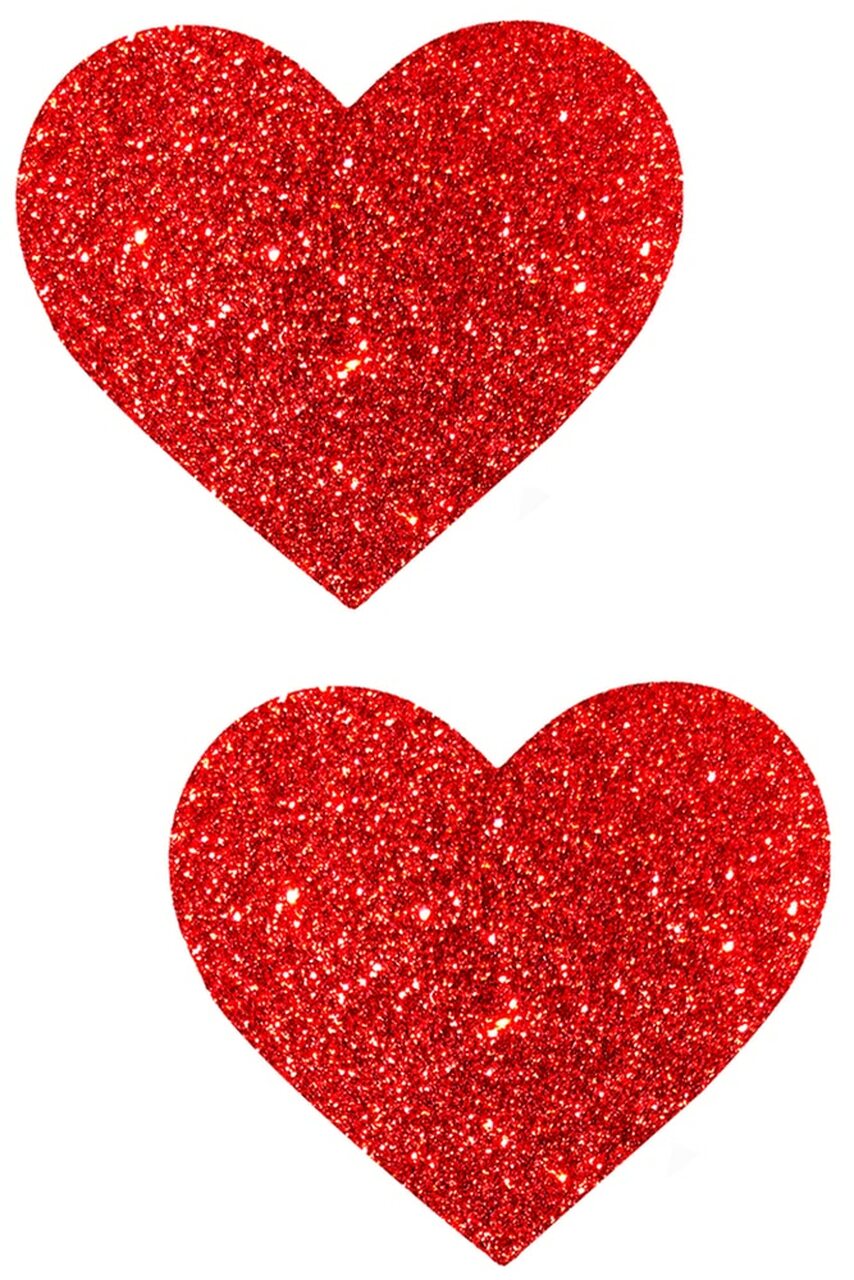 sparkle red heart nipple pasties