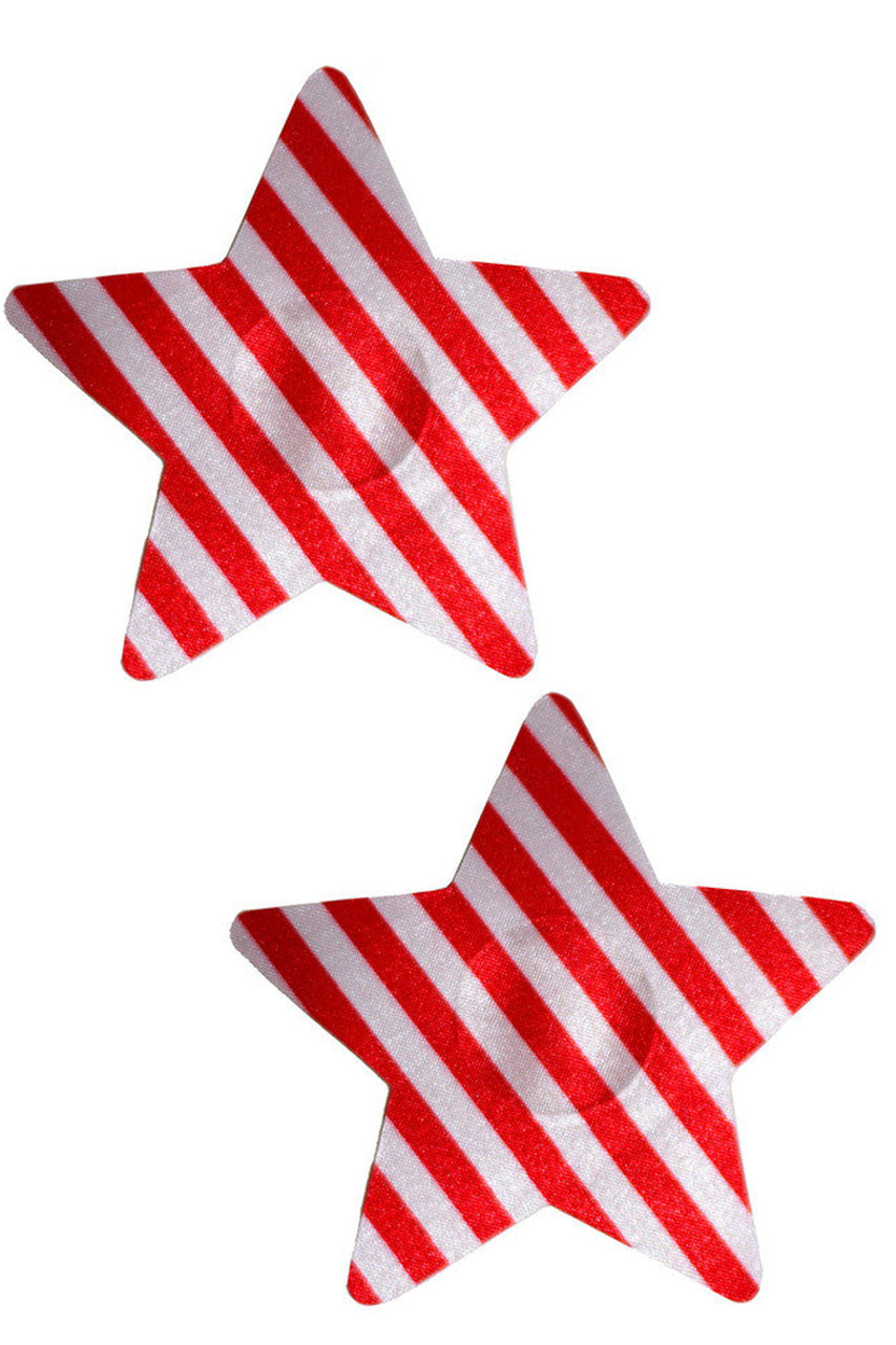 Shop women's white star with red stripes nipple cover pasties.