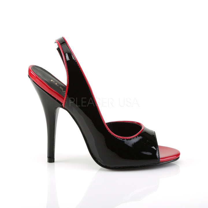 Women's 5" high heel black/red sandal shoes | pleaser shoes | sku: sed117/br