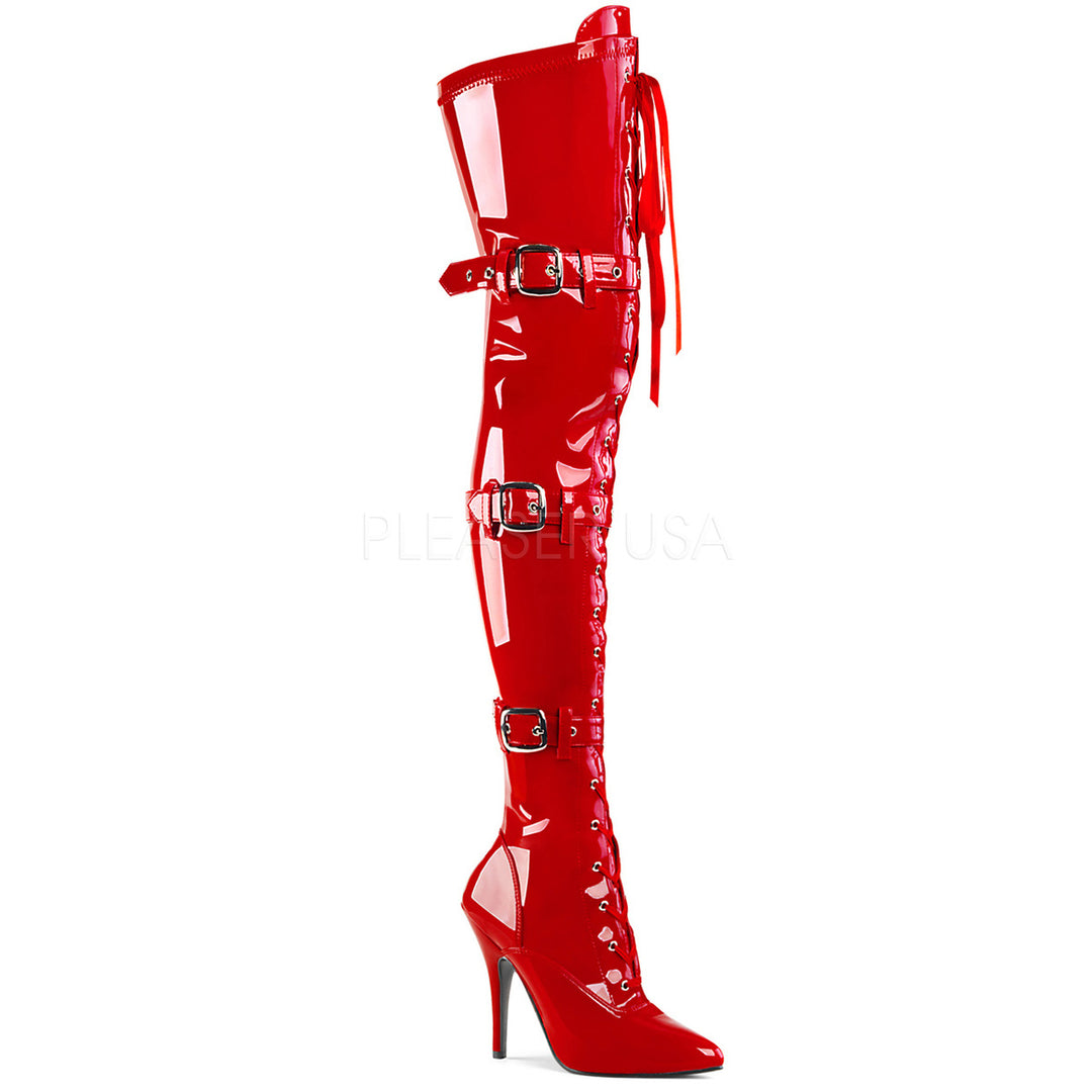 Women's sexy 5" pump red tall thigh high boots