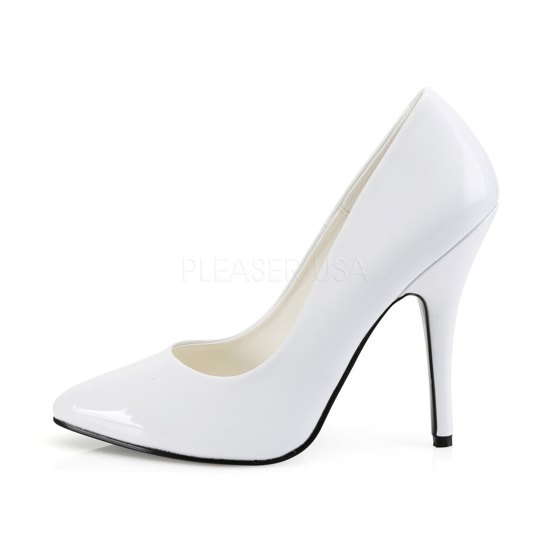 Pleaser Shoes - 5" heel sexy women's white shoes with a flat platform.
