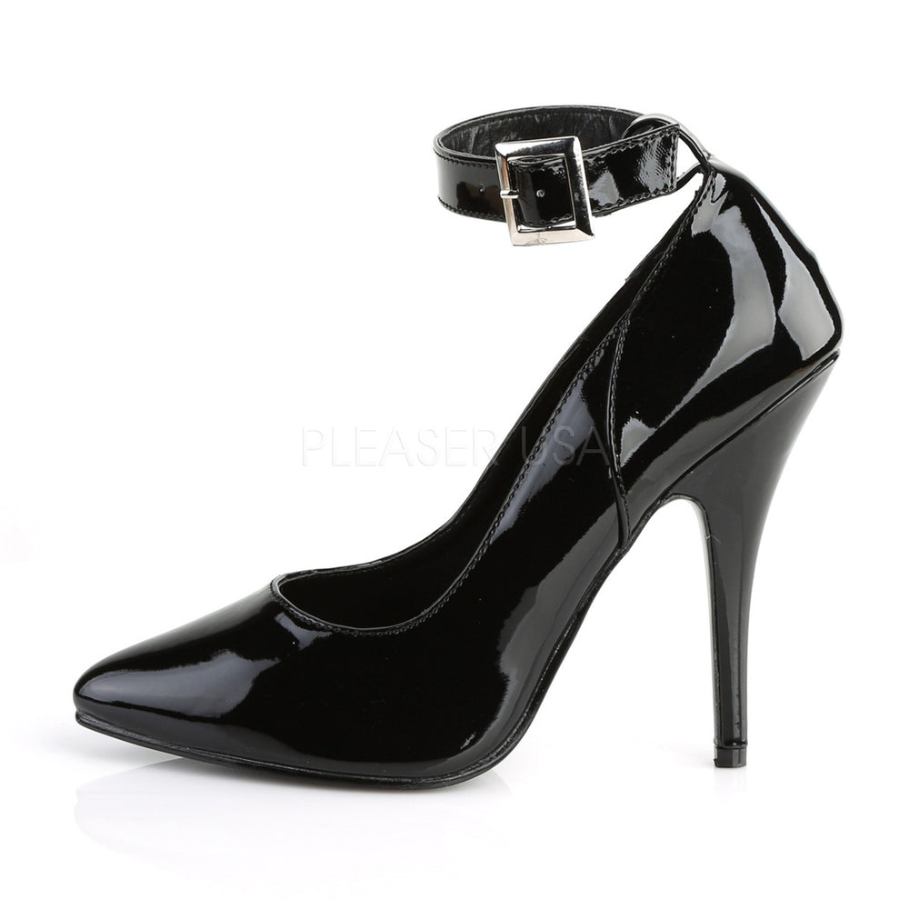 Pleaser Shoes - 5 inch stiletto sexy women's black shoes with a flat platform.