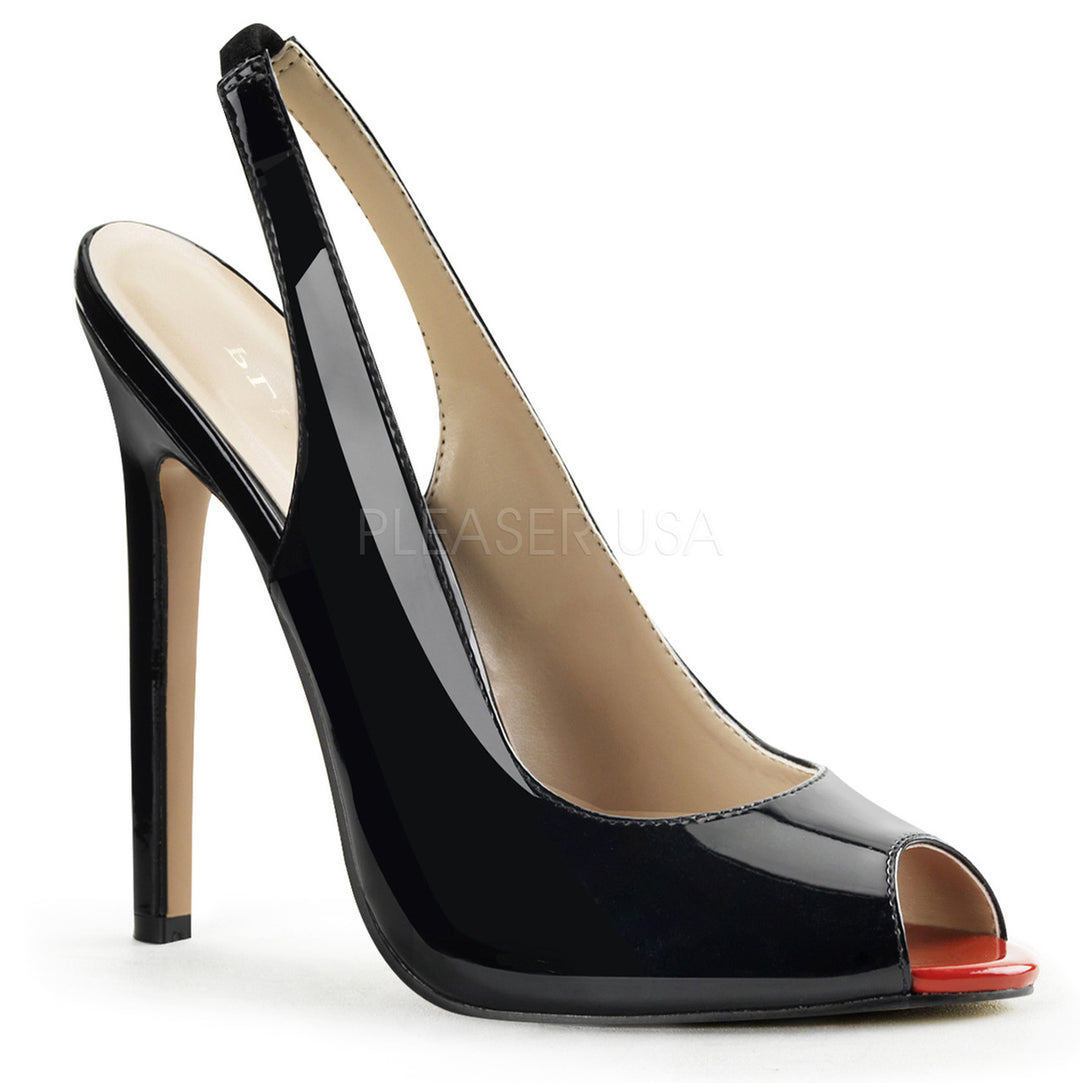 Women's black 5" heel peep toe shoes