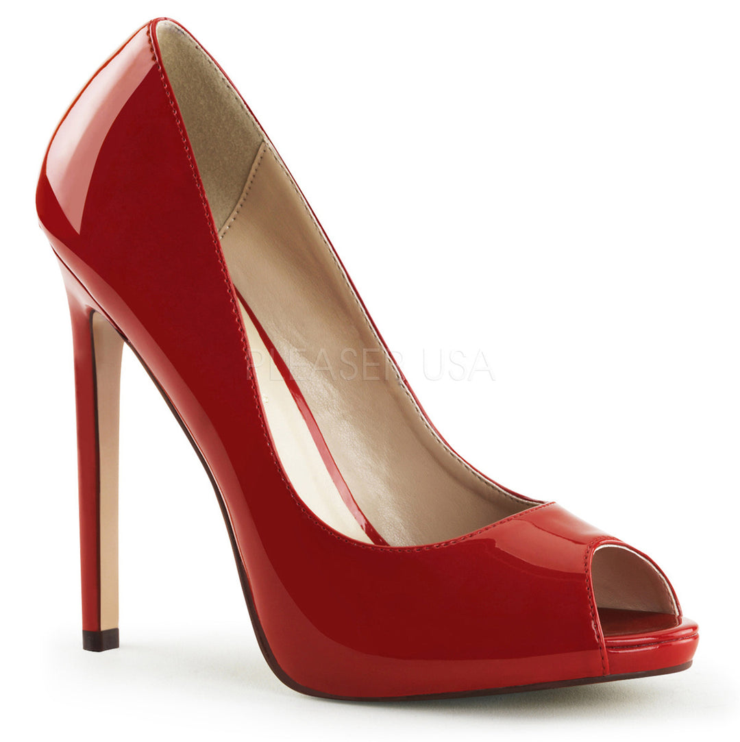 Women's red 5" heel peep toe shoes