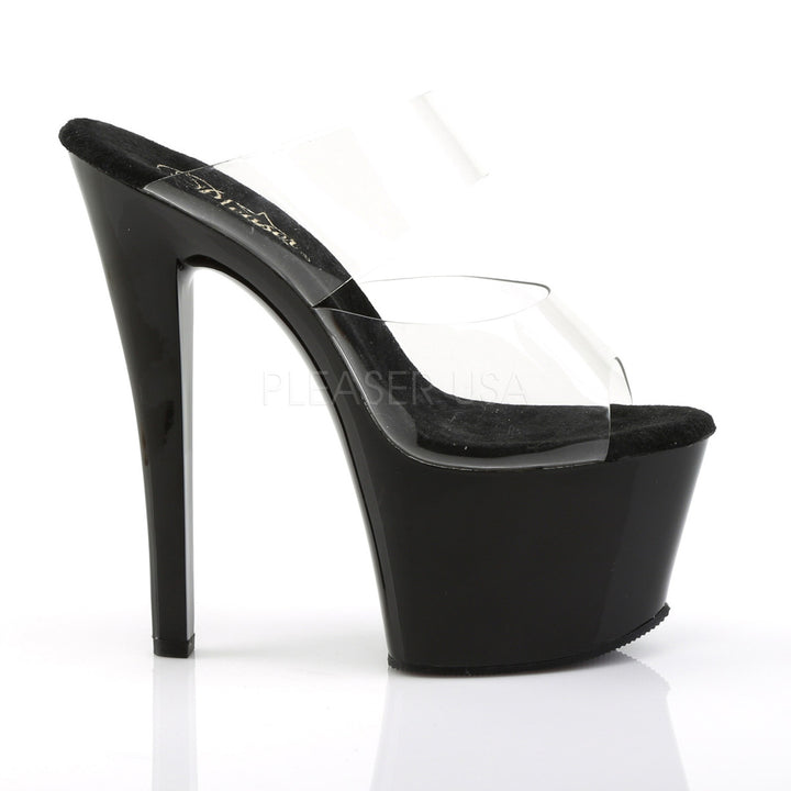 Women's sexy black stripper pumps with, 7 inch high heel, and 2.8" slide platform - Pleaser Shoes