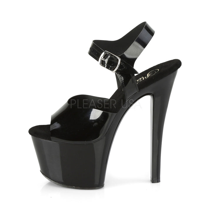 Pleaser Shoes - Women's sexy black 7 inch heel exotic dancer high heels with ankle strap 2.8" platform.
