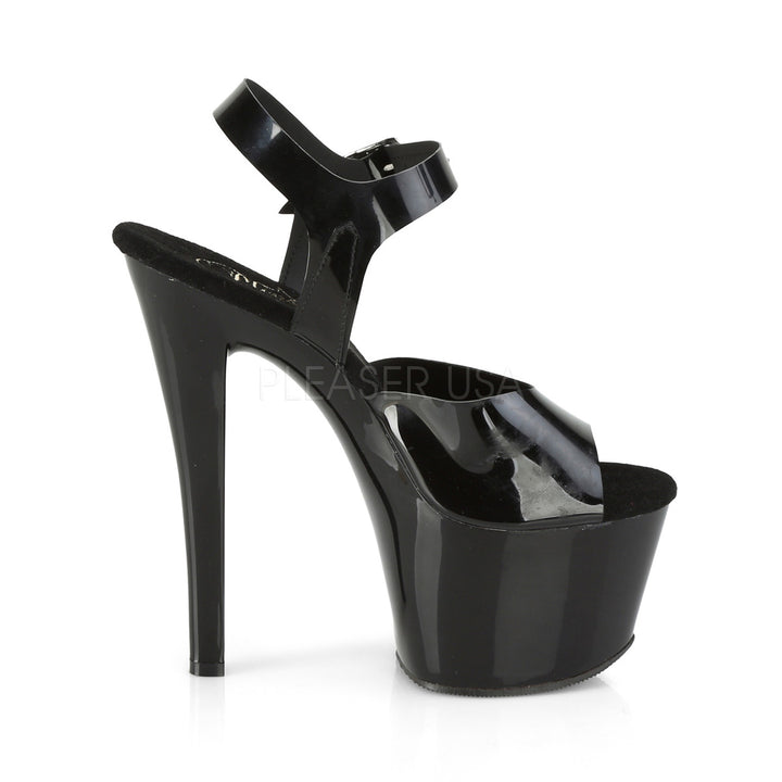 Women's sexy black exotic dancer high heels with ankle strap, 7 inch high heel, and 2.8" platform - Pleaser Shoes
