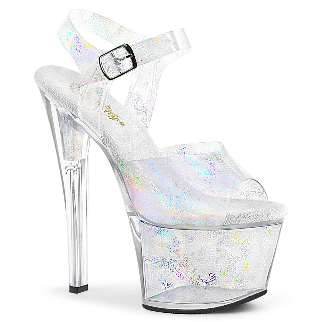 Silver &amp; clear hologram 7" heels