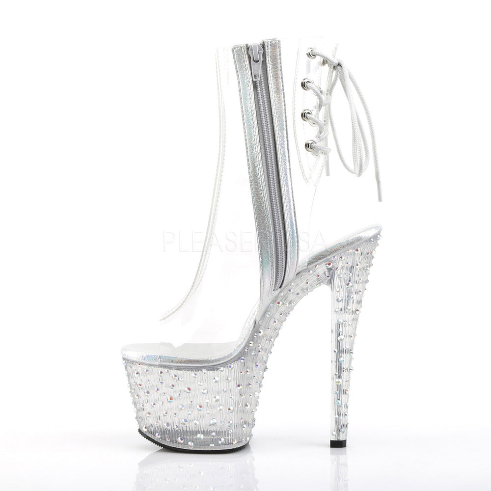 2.8" platform clear open toe/heel ankle booties with 7 inch heel