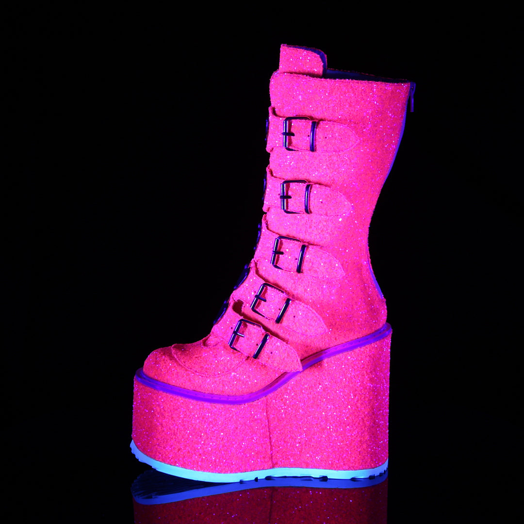 Pink Glitter 5.5" Platform Mid-Calf Boots*