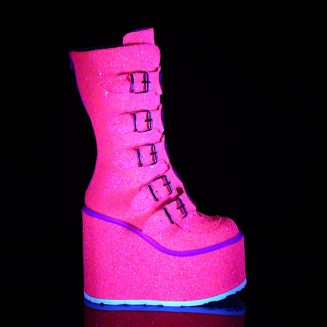 Pink Glitter 5.5" Platform Mid-Calf Boots*