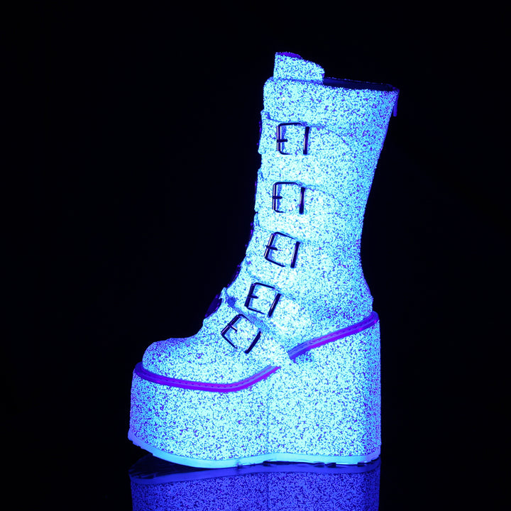 White Multi Glitter 5.5" Platform Mid-Calf Boots*