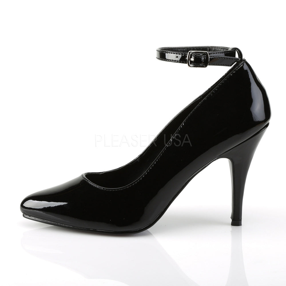 Pleaser Shoes, ankle strap pump, Black, 4" heel