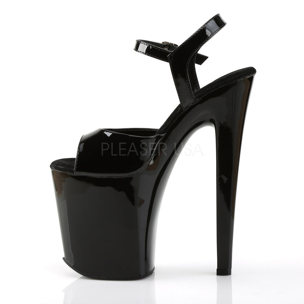Pleaser Shoes - Women's sexy black 8 inch stiletto exotic dancer pumps with 4" platform.