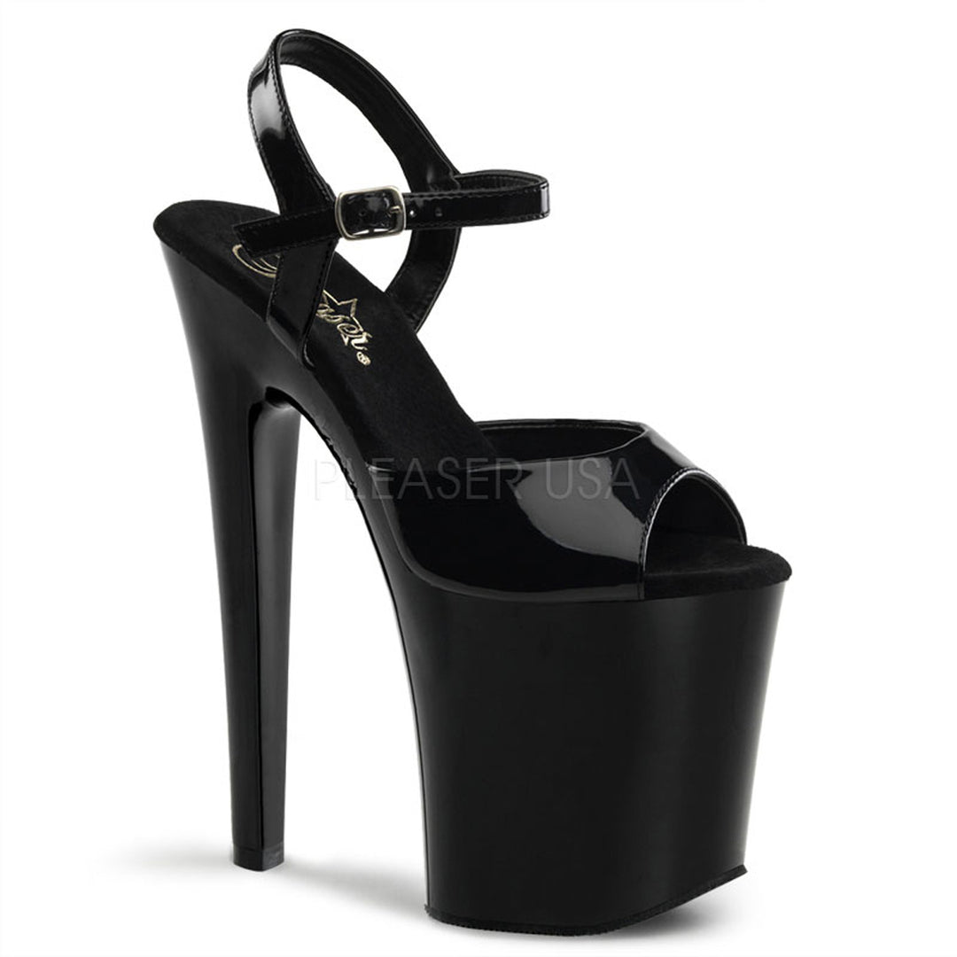 Women's sexy black exotic dancer pumps with 8" high heel.
